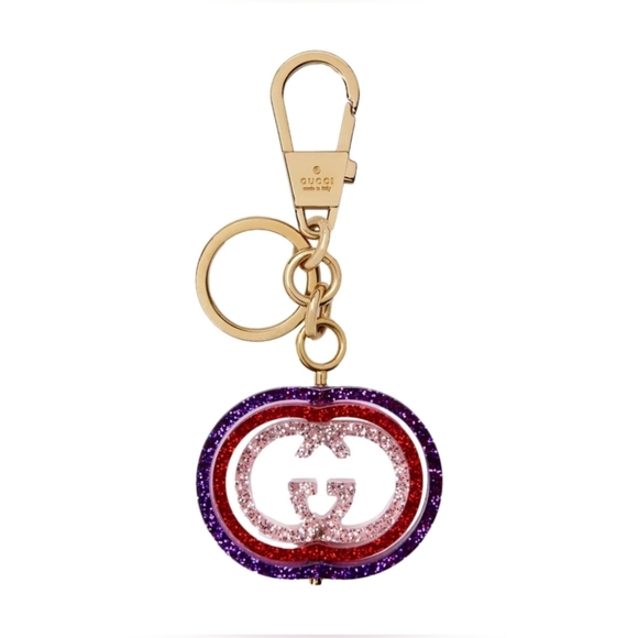 Gucci NIB-Interlocking G Glitter Keychain Full Inclusion - Picture 1 of 13